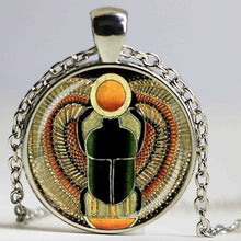 Load image into Gallery viewer, Symbol of Strength Egyptian Scarab Glass Dome Pendant Necklace, Ancient Egypt Jewelry Fashion Charm Women Gift HZ1