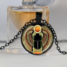 Load image into Gallery viewer, Symbol of Strength Egyptian Scarab Glass Dome Pendant Necklace, Ancient Egypt Jewelry Fashion Charm Women Gift HZ1