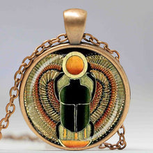 Load image into Gallery viewer, Symbol of Strength Egyptian Scarab Glass Dome Pendant Necklace, Ancient Egypt Jewelry Fashion Charm Women Gift HZ1