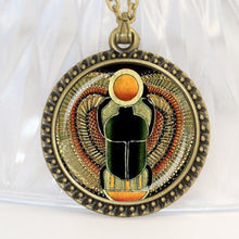 Load image into Gallery viewer, Symbol of Strength Egyptian Scarab Glass Dome Pendant Necklace, Ancient Egypt Jewelry Fashion Charm Women Gift HZ1