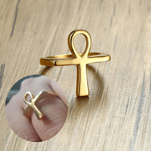 Load image into Gallery viewer, Ankh Ring Men/Women Stainless Steel Egyptian Cross Key of the Nile Rings Classic Africa Egypt Jewelry Gift Size 7-13