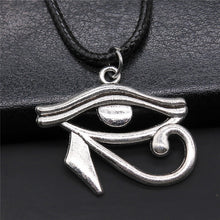 Load image into Gallery viewer, Black Leather Chian Necklace Ancient Egyptian Pharaoh The Eye Of Horus Ankh Cross Amulet Pendant Necklaces Jewelry Gifts