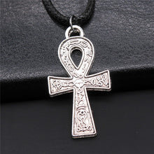 Load image into Gallery viewer, Black Leather Chian Necklace Ancient Egyptian Pharaoh The Eye Of Horus Ankh Cross Amulet Pendant Necklaces Jewelry Gifts