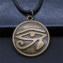 Load image into Gallery viewer, Black Leather Chian Necklace Ancient Egyptian Pharaoh The Eye Of Horus Ankh Cross Amulet Pendant Necklaces Jewelry Gifts