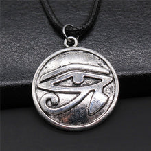 Load image into Gallery viewer, Black Leather Chian Necklace Ancient Egyptian Pharaoh The Eye Of Horus Ankh Cross Amulet Pendant Necklaces Jewelry Gifts