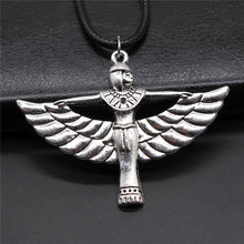 Load image into Gallery viewer, Black Leather Chian Necklace Ancient Egyptian Pharaoh The Eye Of Horus Ankh Cross Amulet Pendant Necklaces Jewelry Gifts