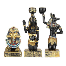 Load image into Gallery viewer, Ancient Egyptian Candle Holders Gold Candlestick Figurine Craft Home Decoration Anubis Sphinx Goddess Table Candle Stand Gift
