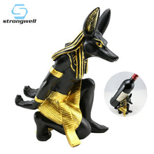 Load image into Gallery viewer, Strongwell Ancient Egyptian Anubis God Wine Rack Wine Holder Figurine Resin Craft Wine Seat Miniature Model Home Decoration Gift
