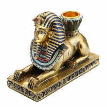 Load image into Gallery viewer, Ancient Egyptian Candle Holders Gold Candlestick Figurine Craft Home Decoration Anubis Sphinx Goddess Table Candle Stand Gift
