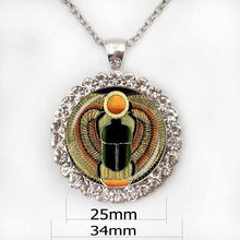 Load image into Gallery viewer, Symbol of Strength Egyptian Scarab Glass Dome Pendant Necklace, Ancient Egypt Jewelry Fashion Charm Women Gift HZ1
