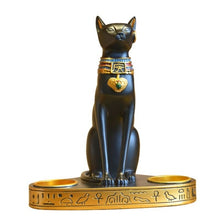 Load image into Gallery viewer, ERMAKOVA Egyptian Cat Craft Candlestick Holder Resin Statue Retro Cat Goddess Figurine Home Office Garden Decoration Gift
