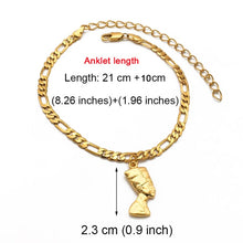 Load image into Gallery viewer, Anniyo Egyptian Queen Nefertiti Anklet for Women Gilrs Foot Chain Jewelry Gold Color Wholesale Jewellery African Gift #215106
