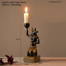 Load image into Gallery viewer, Ancient Egyptian Candle Holders Desktop Gold Candlestick Figurine Craft Home Decoration Dog God Anubis Sphinx Goddess Gifts
