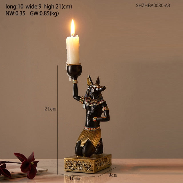 Ancient Egyptian Candle Holders Desktop Gold Candlestick Figurine
