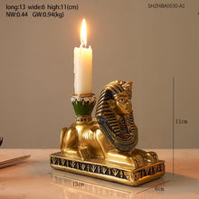 Load image into Gallery viewer, Ancient Egyptian Candle Holders Desktop Gold Candlestick Figurine Craft Home Decoration Dog God Anubis Sphinx Goddess Gifts
