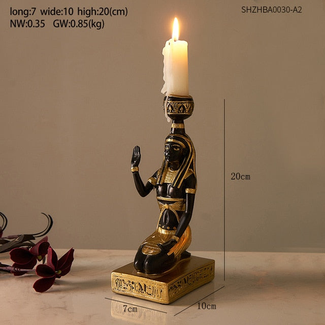 彫刻+オブジェ THE EGYPTIAN COLLECTION candle holder Ancient Egyptian Candle Holders Desktop Gold Candlestick Figurine
