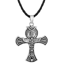 Load image into Gallery viewer, QIAMNI Vintage Punk Ankh Egyptian Cross Amulet Rope Chain Slavic Pendant Necklace Men Gift Statement Jewelry Charm Dropshipping
