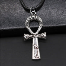 Load image into Gallery viewer, Black Leather Chian Necklace Ancient Egyptian Pharaoh The Eye Of Horus Ankh Cross Amulet Pendant Necklaces Jewelry Gifts
