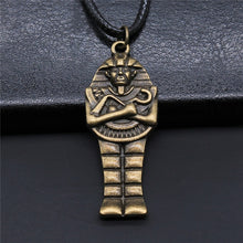 Load image into Gallery viewer, Black Leather Chian Necklace Ancient Egyptian Pharaoh The Eye Of Horus Ankh Cross Amulet Pendant Necklaces Jewelry Gifts
