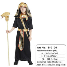 Load image into Gallery viewer, Halloween Children's Wear Egyptian King with hat Set Ball Show Performance Costumes Boys and Girls Egyptian Pharaoh Clothes
