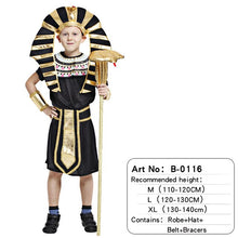 Load image into Gallery viewer, Halloween Children's Wear Egyptian King with hat Set Ball Show Performance Costumes Boys and Girls Egyptian Pharaoh Clothes
