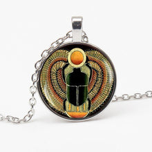 Load image into Gallery viewer, 2019 New Power Symbol Egyptian Scarab Glass Dome Pendant Necklace Horus Ancient Eyes Egyptian Jewelry Fashion Charm Female Gift

