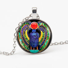 Load image into Gallery viewer, 2019 New Power Symbol Egyptian Scarab Glass Dome Pendant Necklace Horus Ancient Eyes Egyptian Jewelry Fashion Charm Female Gift
