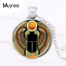 Load image into Gallery viewer, Symbol of Strength Egyptian Scarab Glass Dome Pendant Necklace, Ancient Egypt Jewelry Fashion Charm Women Gift HZ1
